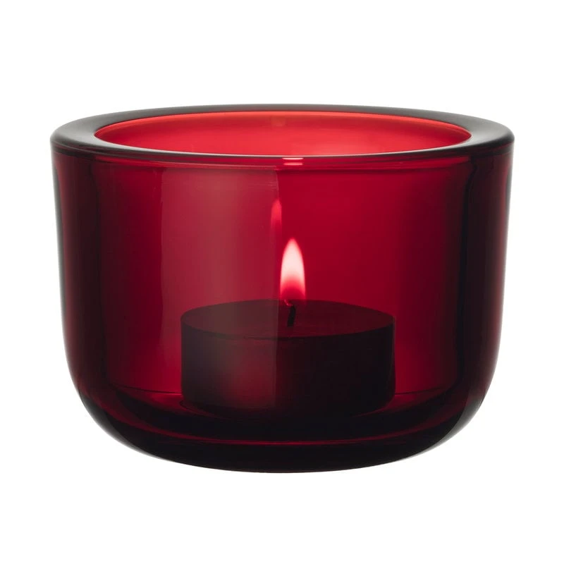 Iittala Valkea Tealight Candleholder 60 Mm, Cranberry 3 Iittala Valkea Tealight Candleholder 60 Mm, Cranberry