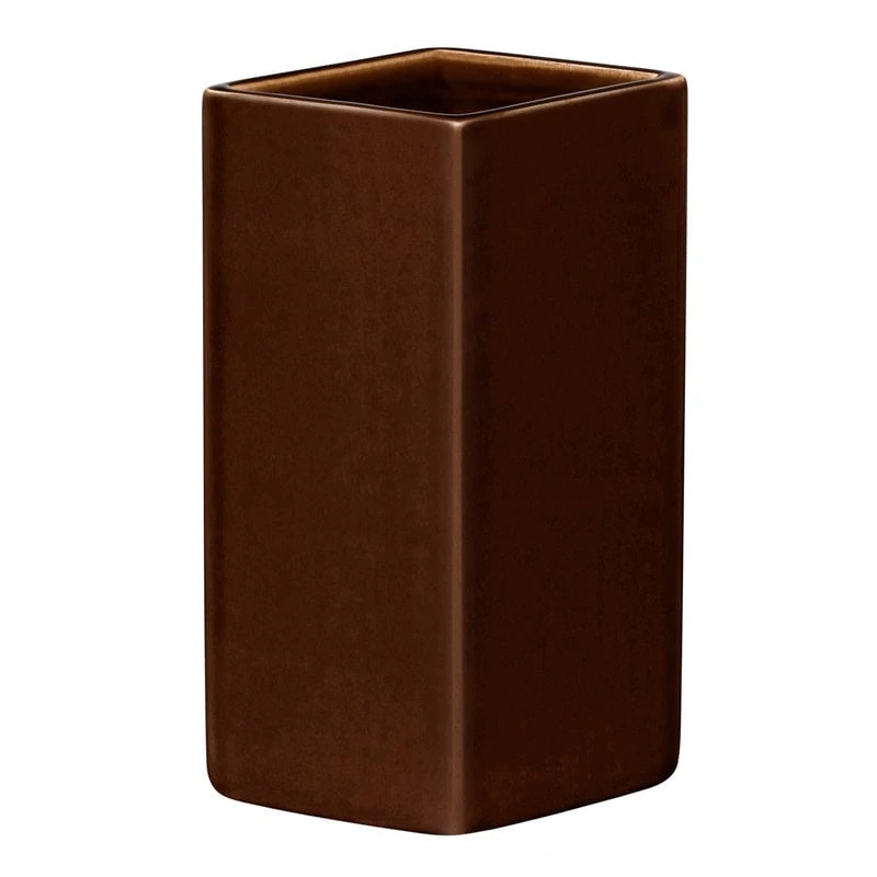 Iittala Ruutu Ceramic Vase, 180 Mm, Brown 3 Iittala Ruutu Ceramic Vase, 180 Mm, Brown