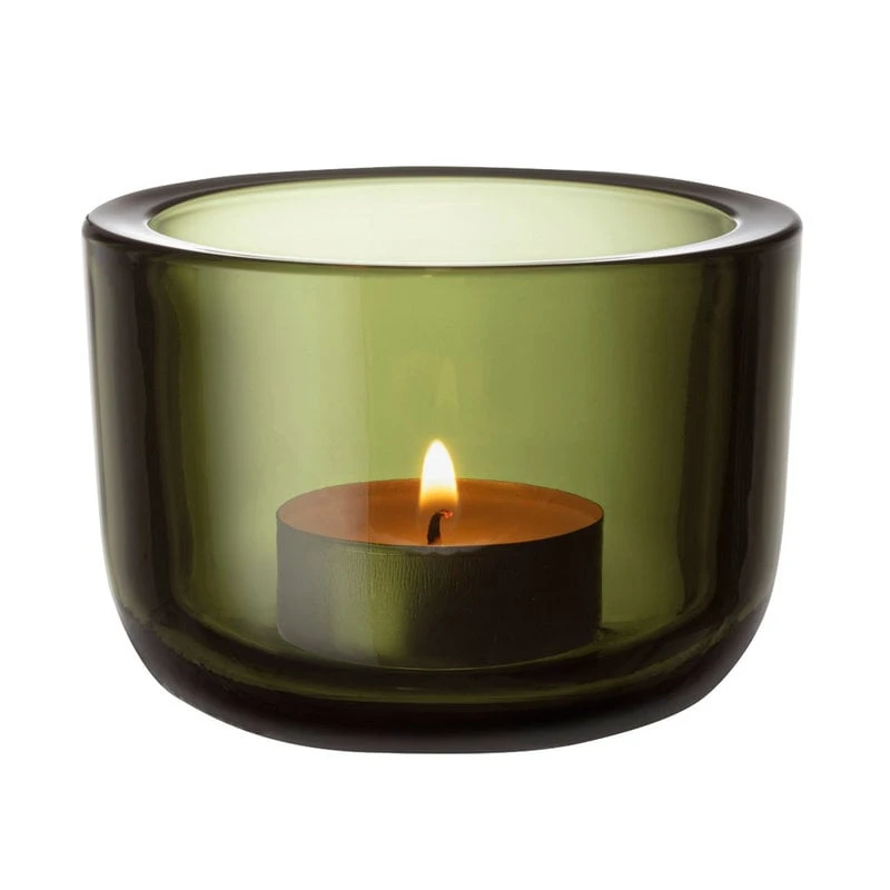 Iittala Valkea Tealight Candleholder 60 Mm, Moss Green 3 Iittala Valkea Tealight Candleholder 60 Mm, Moss Green